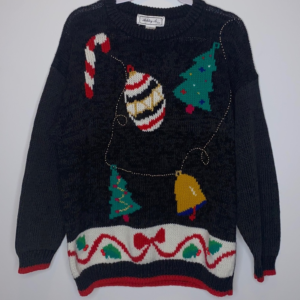 Ashley S. Plus Ugly Christmas Sweater. Black & Charcoal Gray. Size (22W/…